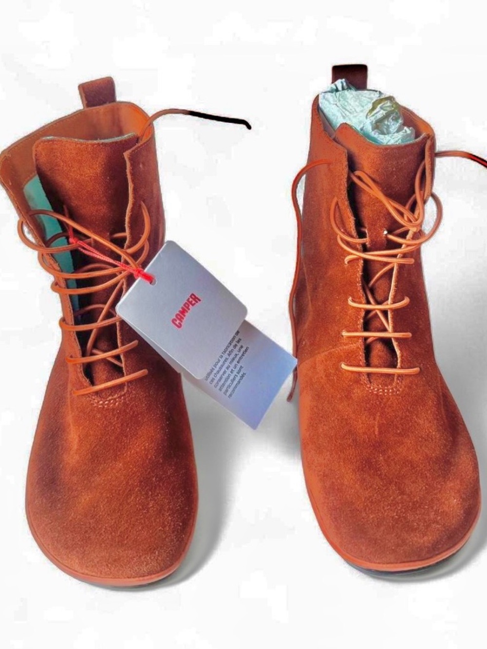 Camper Women's Rust Suede Lace-Up Ankle Boots